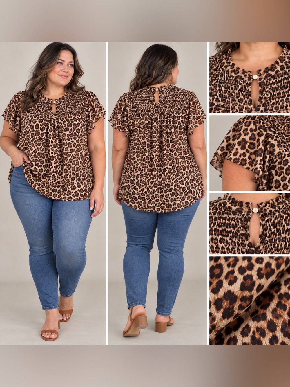 Torrid Leopard Print Smocked Blouse – Size 2